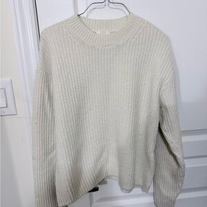 H&M Cream Ribbed Crew Neck Sweater